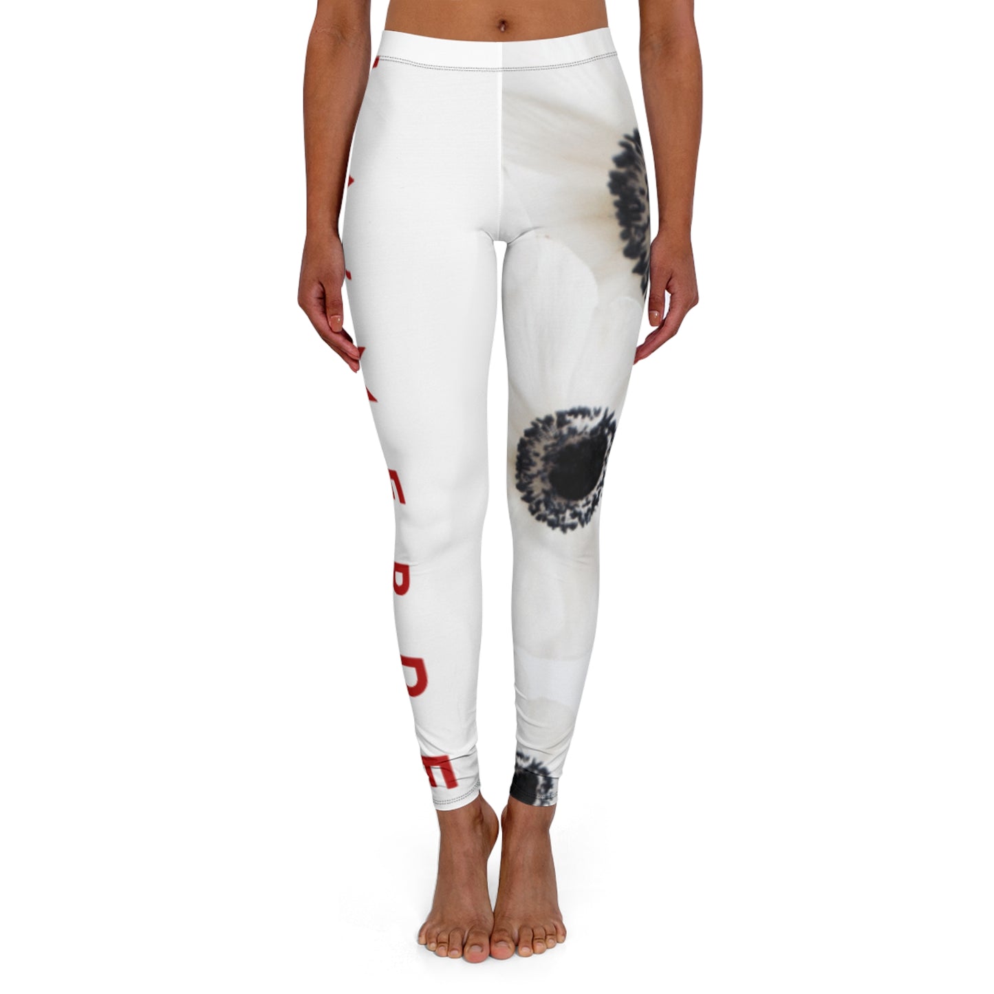 Yoga Leggins: Watercolor Black and White Anemone Carmel