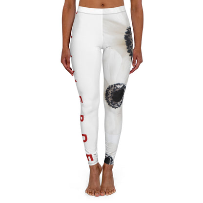 Yoga Leggins: Watercolor Black and White Anemone Carmel