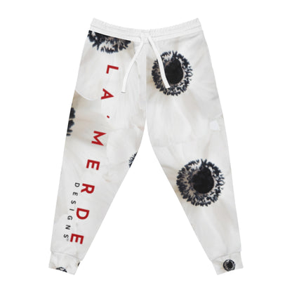 Unisex Athletic Fit Jogging Pants: Watercolor Black and White Anemone Carmel