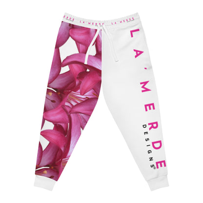 Unisex Athletic Fit Jogging Pants: Watercolor Pink Lily