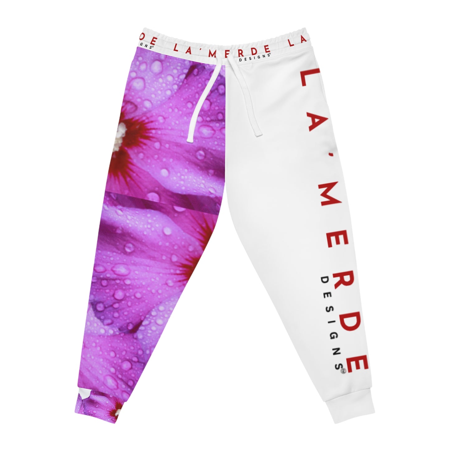 Unisex Athletic Fit Jogging Pants: Purple and Red Hibiscus Syriacus