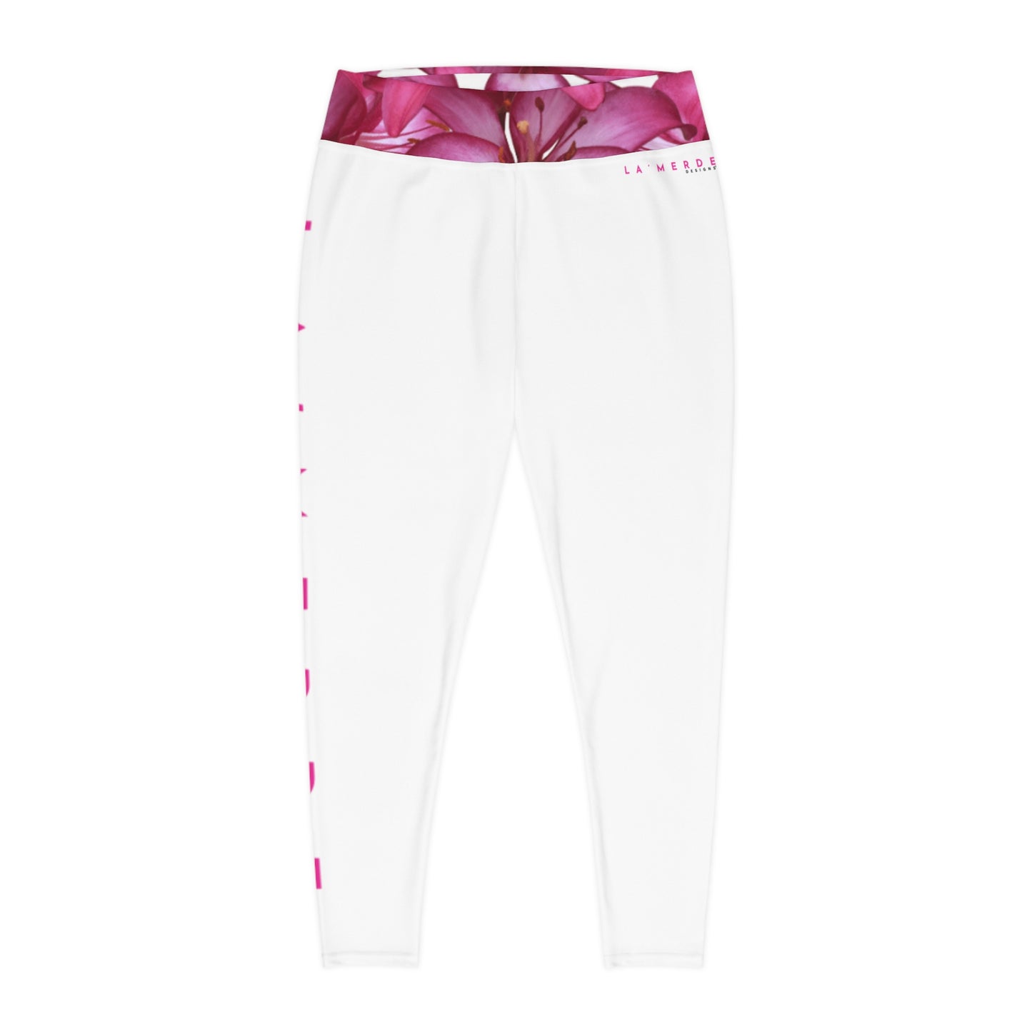 Plus Size Workout Leggins: Pink and White Logo