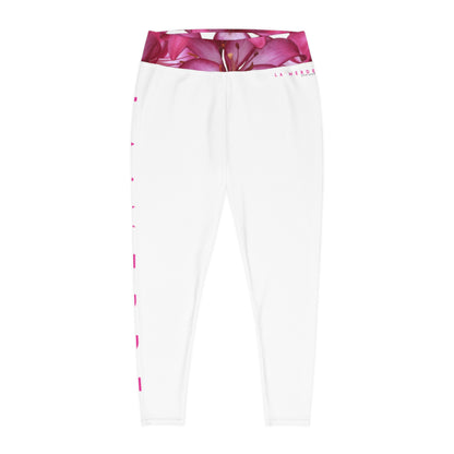 Plus Size Workout Leggins: Pink and White Logo