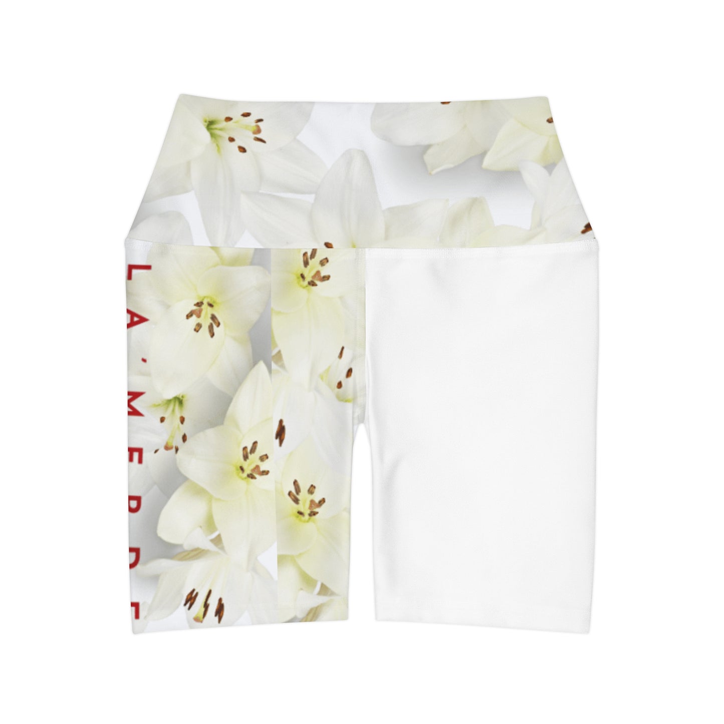 Workout Yoga Shorts: Watercolor White Day Lily