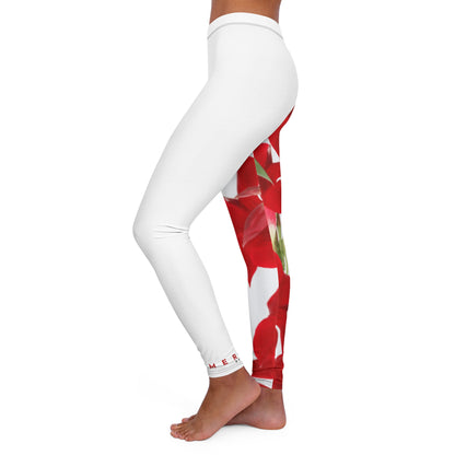 Yoga Leggins: Brilliant Red Tropical Hibiscus