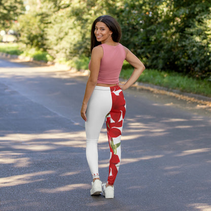 Yoga Leggins: Brilliant Red Tropical Hibiscus