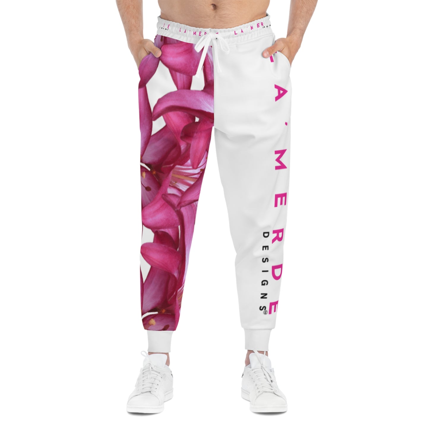 Unisex Athletic Fit Jogging Pants: Watercolor Pink Lily