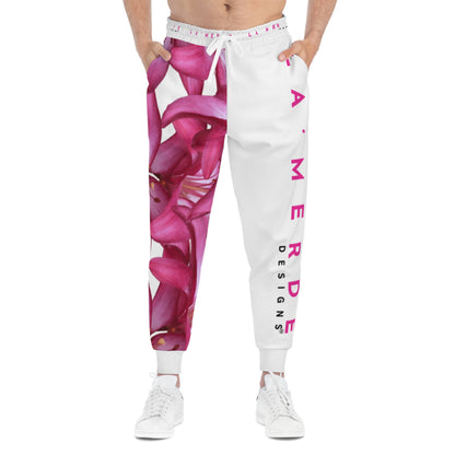 Unisex Athletic Fit Jogging Pants: Watercolor Pink Lily