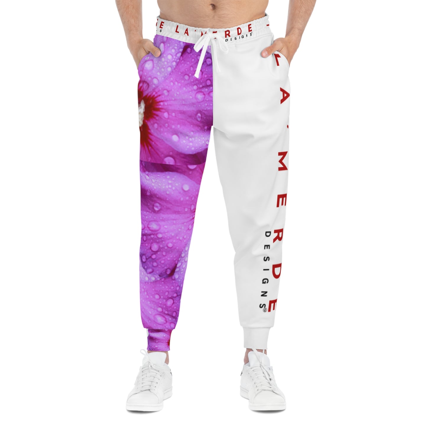 Unisex Athletic Fit Jogging Pants: Purple and Red Hibiscus Syriacus