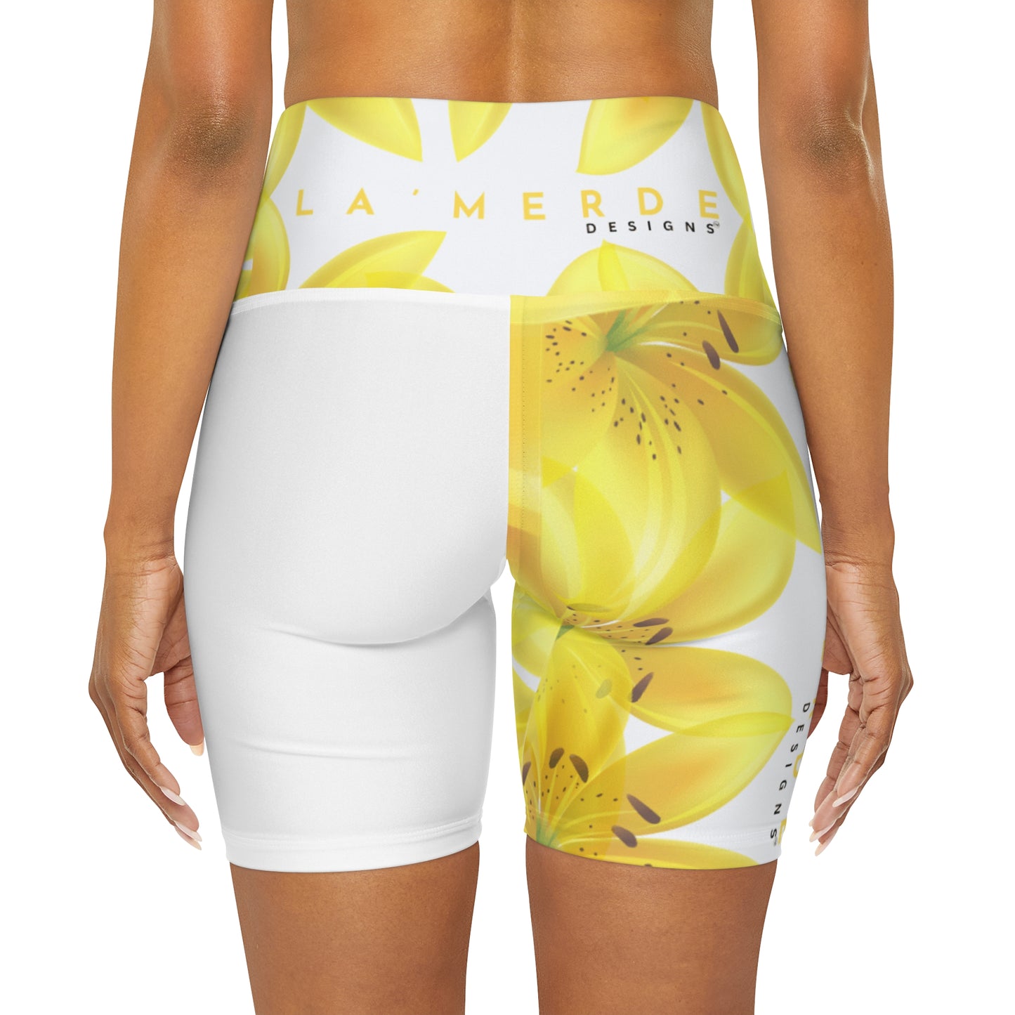 Workout Yoga Shorts: Watercolor Yellow Lilium Lily