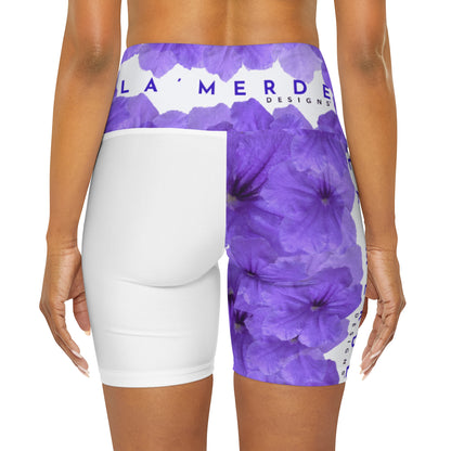 Workout Yoga Shorts: Watercolor Purple Ruellia Tuberosa