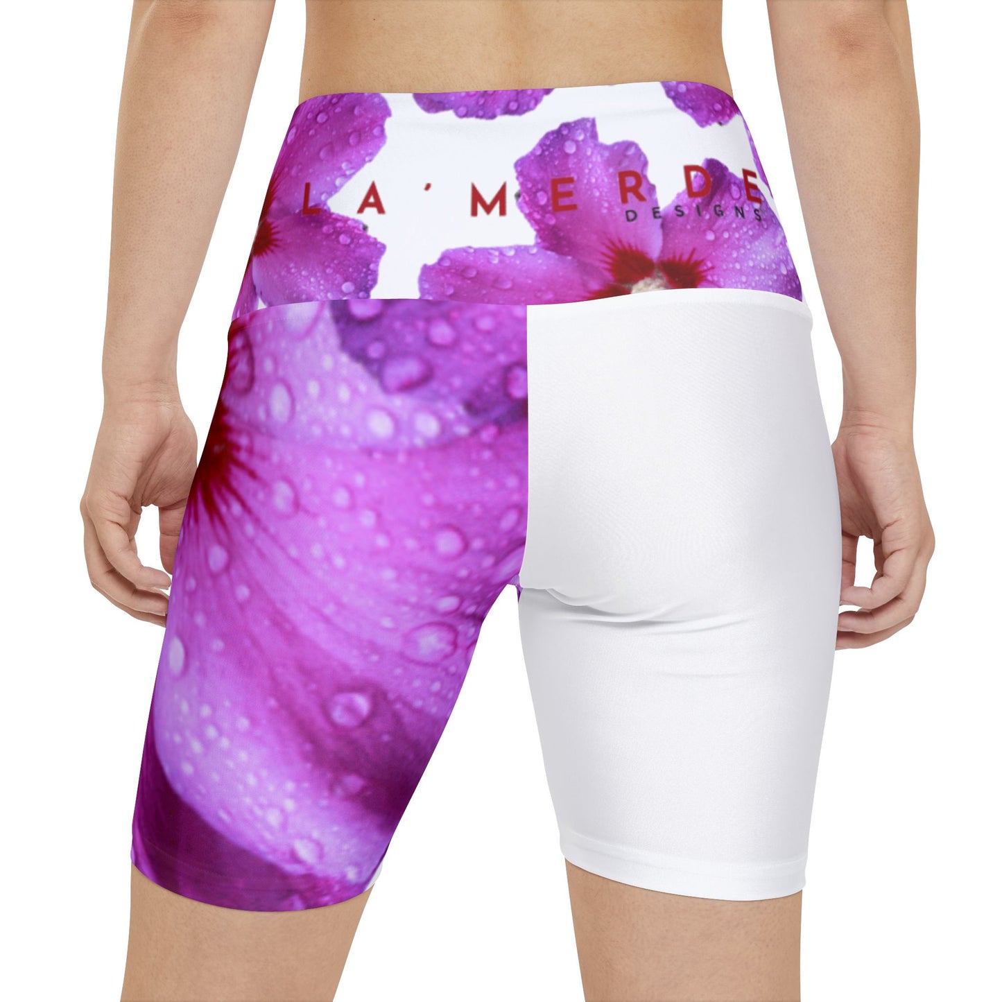 Workout Yoga Shorts: Watercolor Purple Ruellia Tuberosa