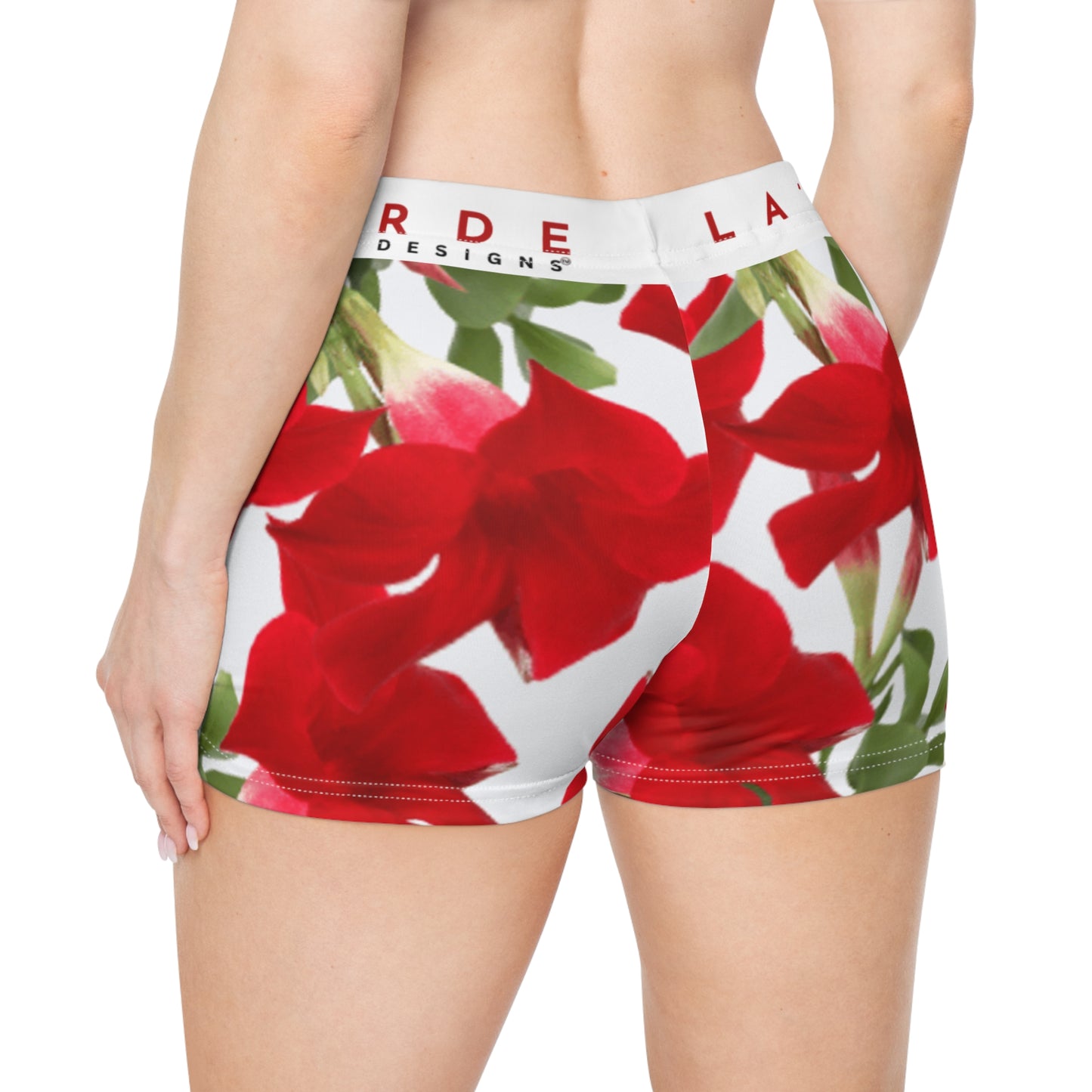 Yoga Sexy Boy Shorts: Brilliant Red Tropical Hibiscus