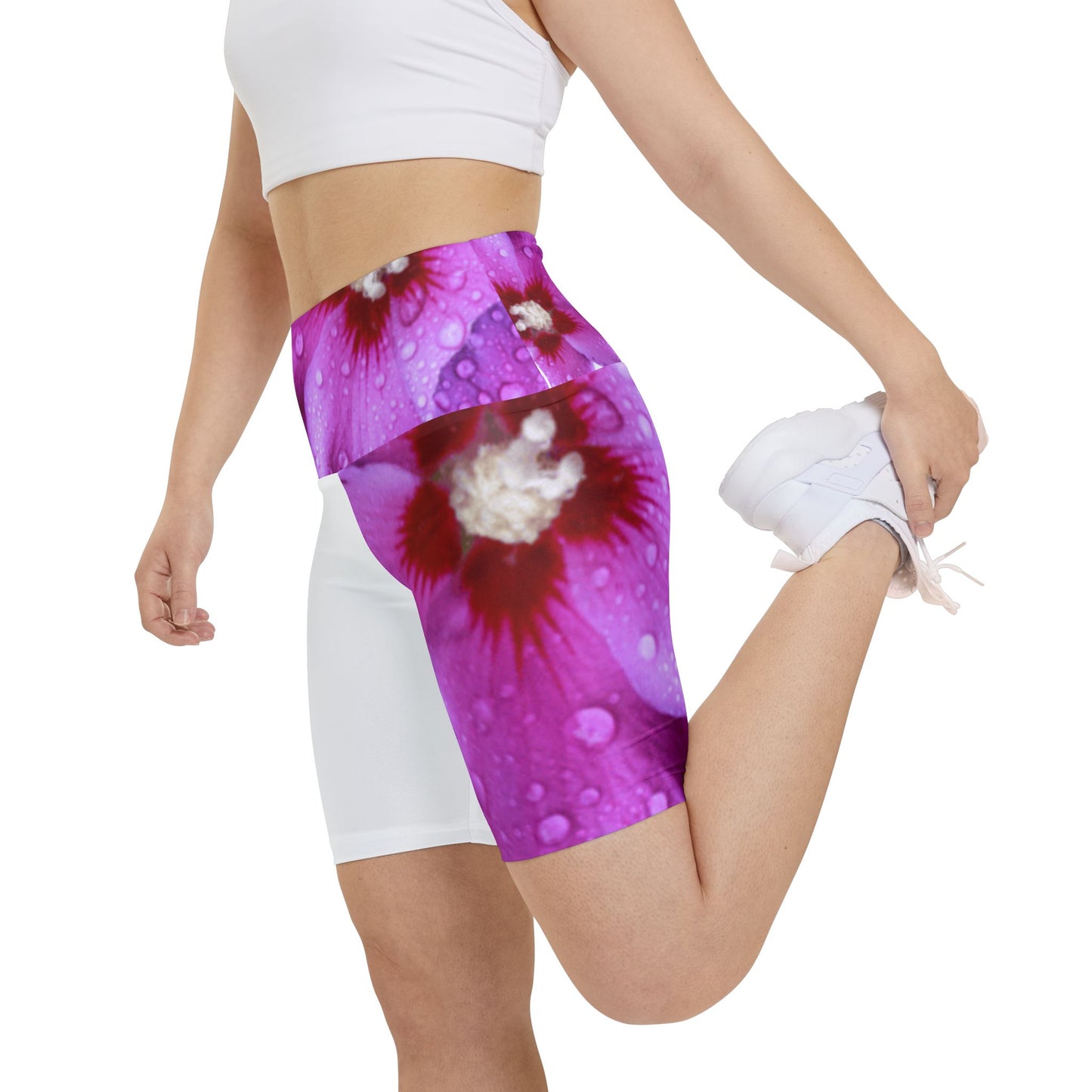 Workout Yoga Shorts: Watercolor Purple Ruellia Tuberosa