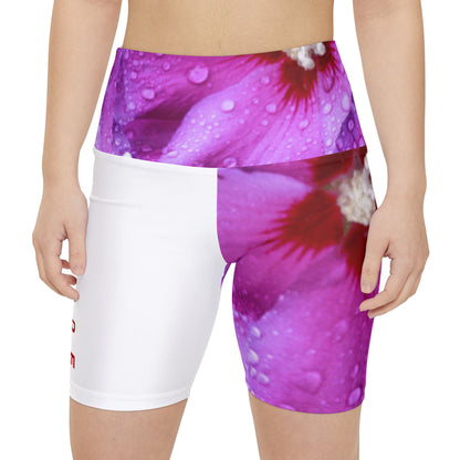 Workout Yoga Shorts: Watercolor Purple Ruellia Tuberosa