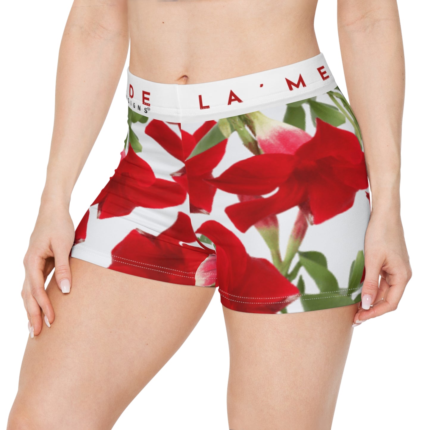 Yoga Sexy Boy Shorts: Brilliant Red Tropical Hibiscus