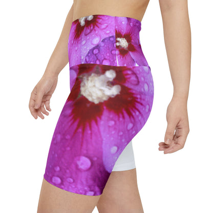 Workout Yoga Shorts: Watercolor Purple Ruellia Tuberosa