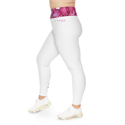 Plus Size Workout Leggins: Pink and White Logo