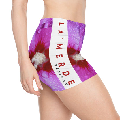 Yoga Sexy Boy Shorts: Brilliant Purple and Red Hibiscus Syriacus L.