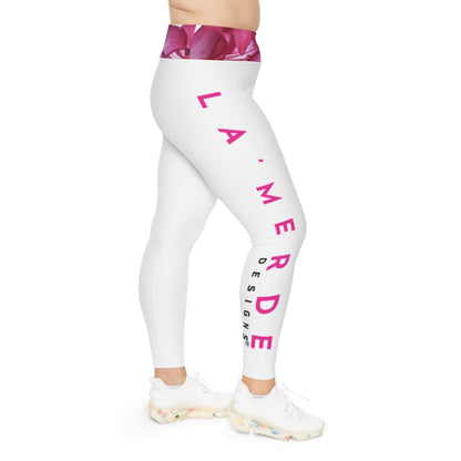 Plus Size Workout Leggins: Pink and White Logo