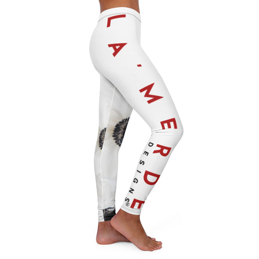 Yoga Leggins: Watercolor Black and White Anemone Carmel