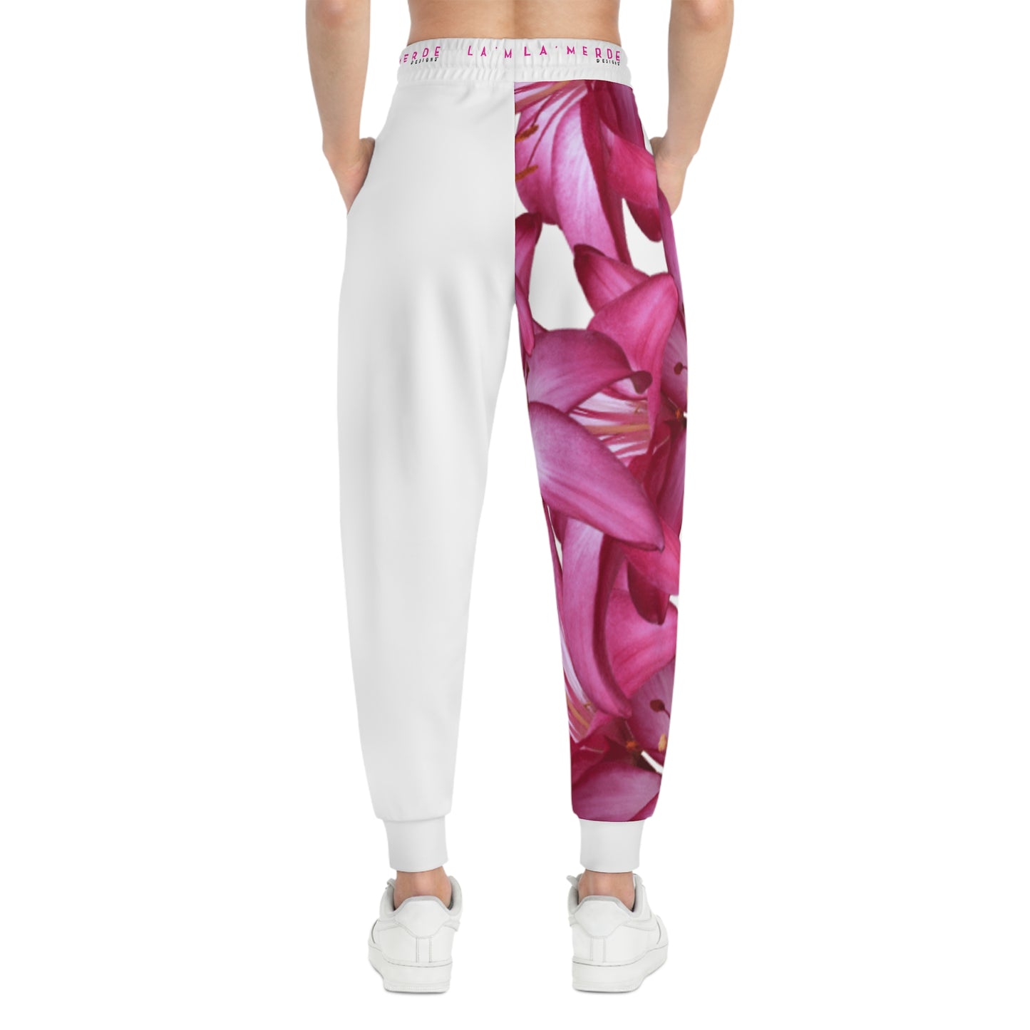 Unisex Athletic Fit Jogging Pants: Watercolor Pink Lily