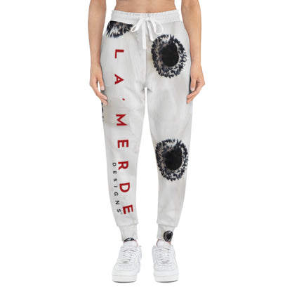 Unisex Athletic Fit Jogging Pants: Watercolor Black and White Anemone Carmel
