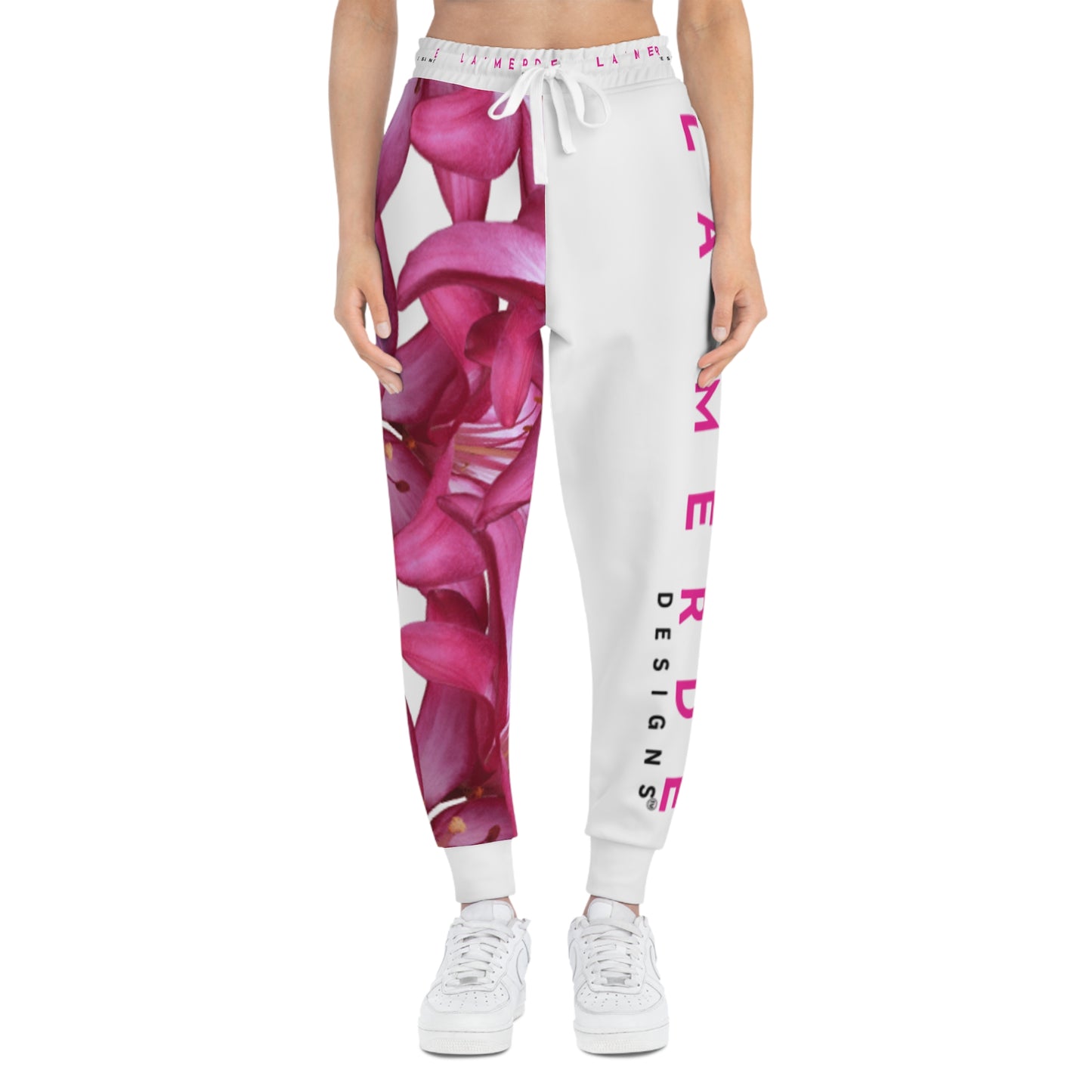 Unisex Athletic Fit Jogging Pants: Watercolor Pink Lily
