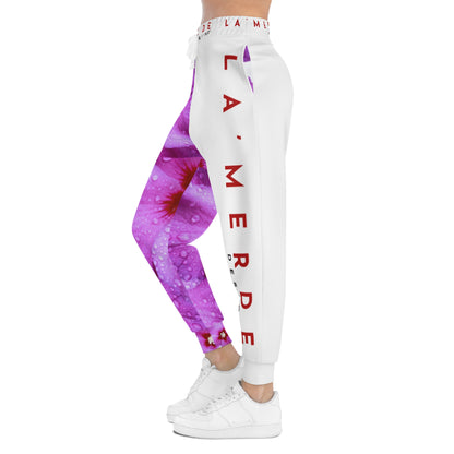 Unisex Athletic Fit Jogging Pants: Purple and Red Hibiscus Syriacus