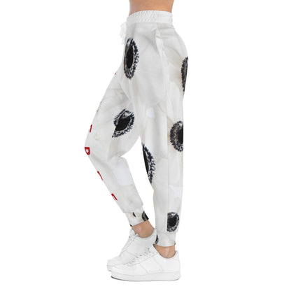 Unisex Athletic Fit Jogging Pants: Watercolor Black and White Anemone Carmel